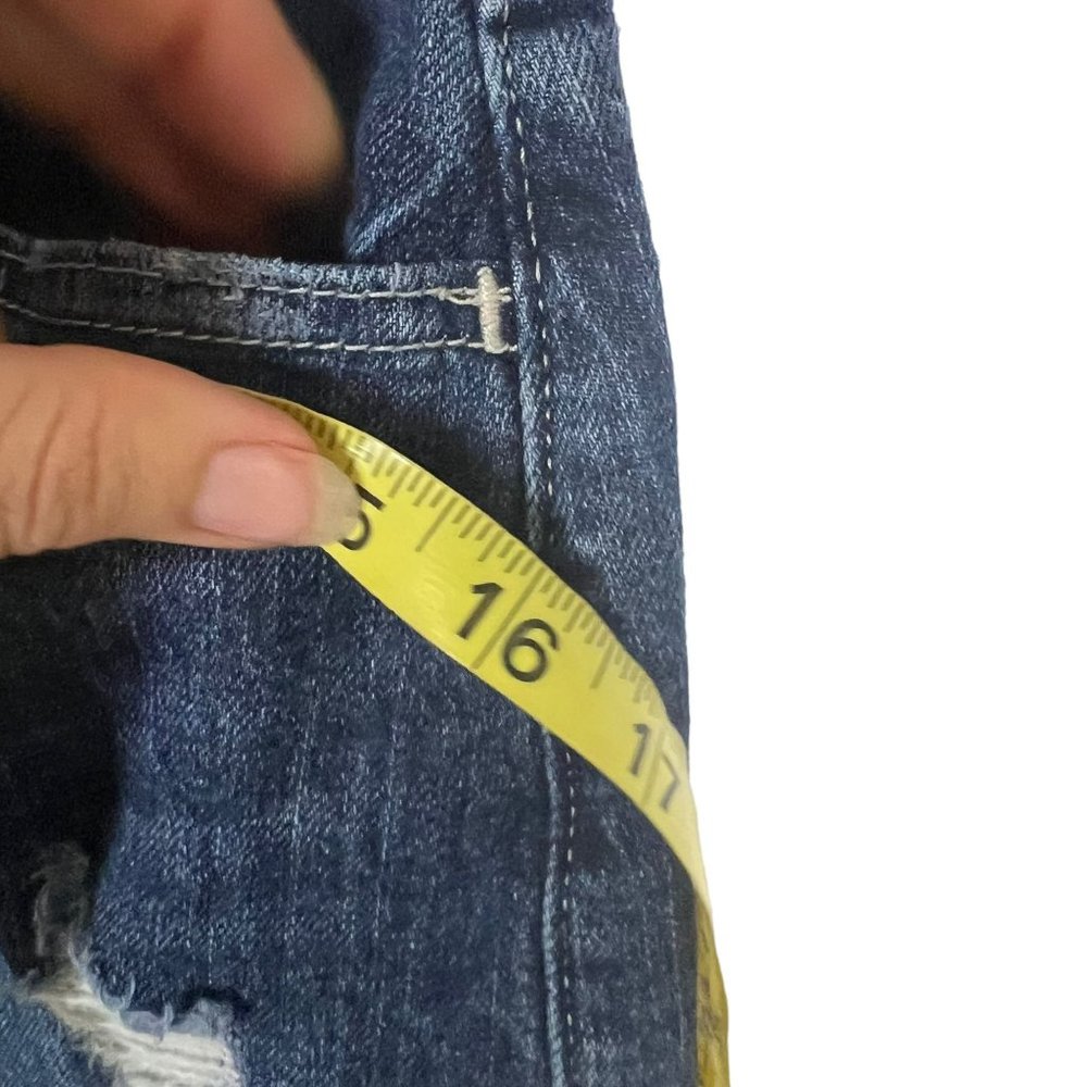 Hollister Ultra High Rise Distressed Cut Off Dark Wash Denim Shorts 00 - Picture 9 of 9